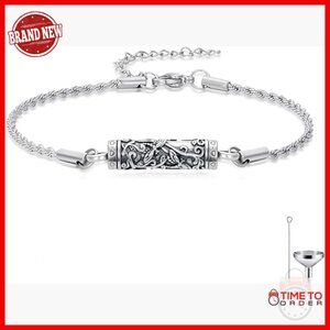 Dragonfly Urn Bracelet Memorial Jewelry Stainless Steel Chain 9 Inch